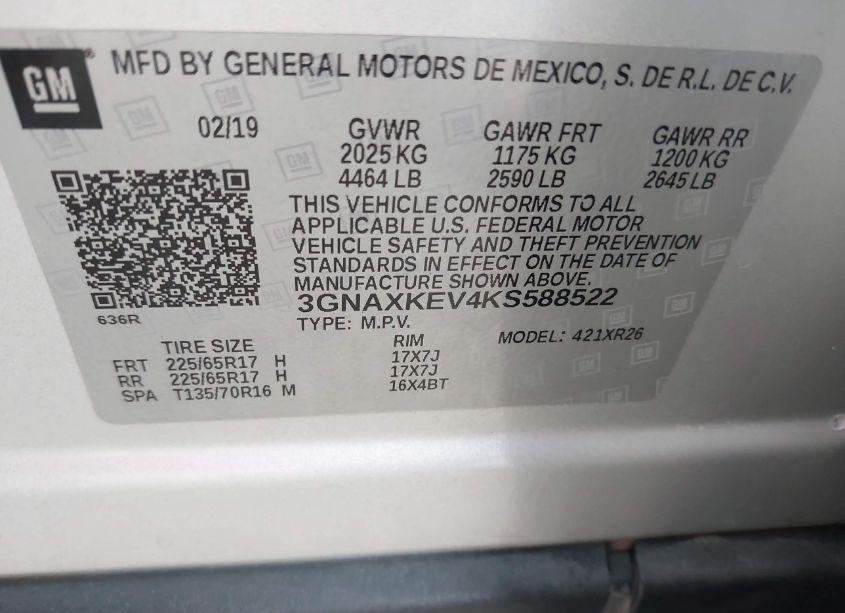 Photo 9 of 2019 Chevrolet Equinox LT (VIN 3GNAXKEV4KS588522)