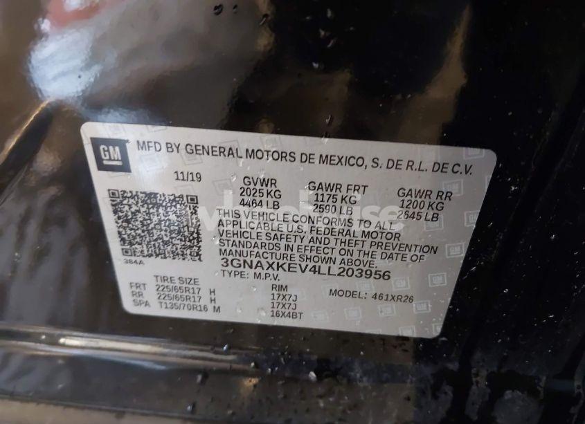 Photo 9 of 2020 Chevrolet Equinox FWD LT 1.5L TURBO (VIN 3GNAXKEV4LL203956)