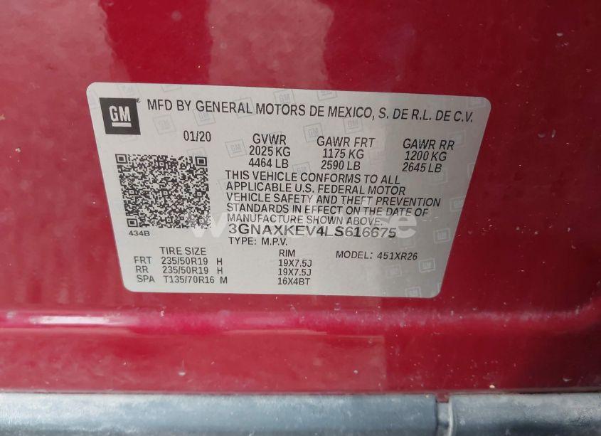 Photo 9 of 2020 Chevrolet Equinox FWD LT 1.5L TURBO (VIN 3GNAXKEV4LS616675)