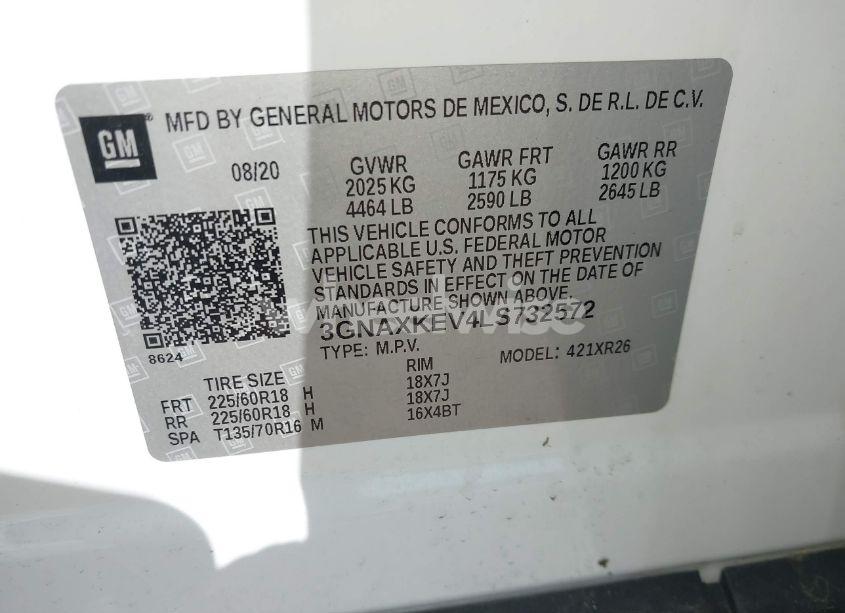 Photo 9 of 2020 Chevrolet Equinox FWD LT 1.5L TURBO (VIN 3GNAXKEV4LS732572)