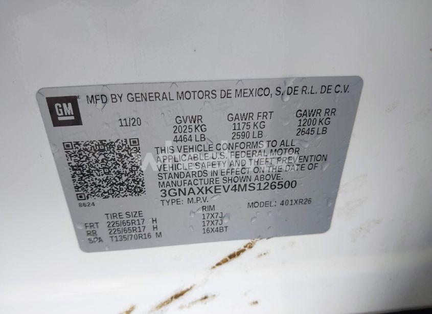 Photo 9 of 2021 Chevrolet Equinox FWD LT (VIN 3GNAXKEV4MS126500)