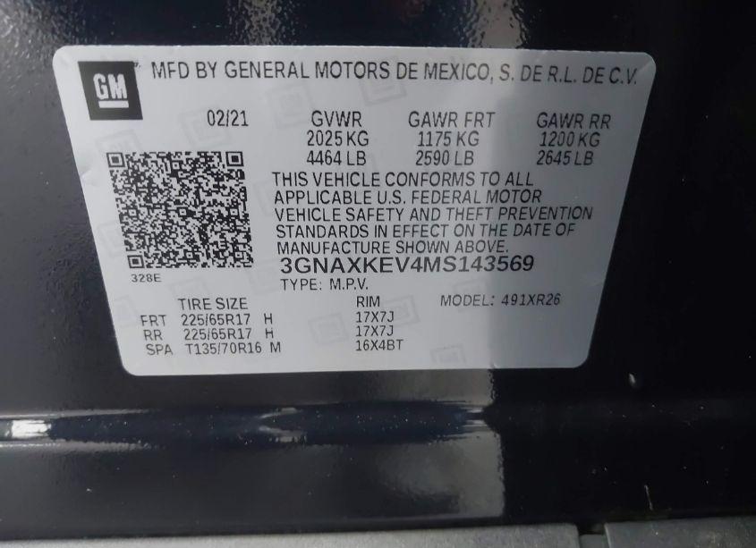 Photo 9 of 2021 Chevrolet Equinox FWD LT (VIN 3GNAXKEV4MS143569)