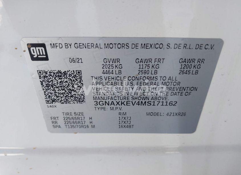 Photo 9 of 2021 Chevrolet Equinox FWD LT (VIN 3GNAXKEV4MS171162)