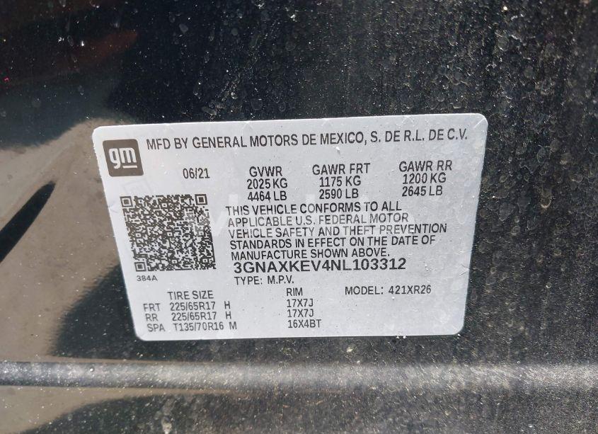 Photo 9 of 2022 Chevrolet Equinox FWD LT (VIN 3GNAXKEV4NL103312)