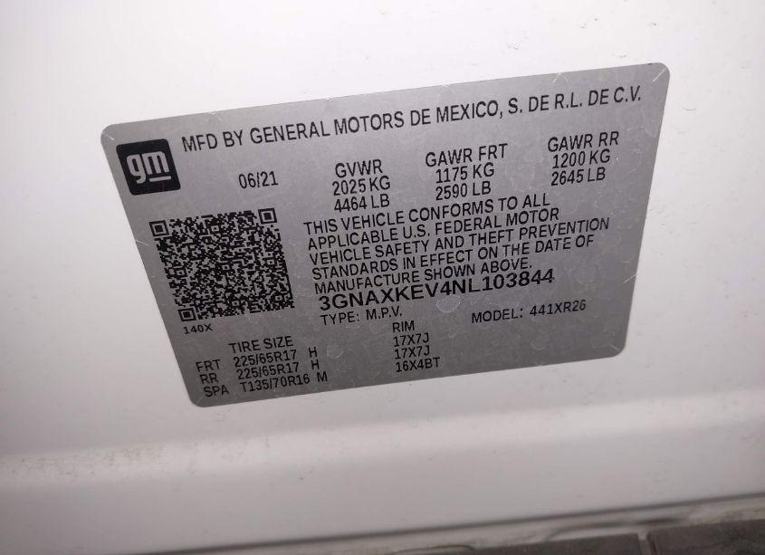 Photo 9 of 2022 Chevrolet Equinox FWD LT (VIN 3GNAXKEV4NL103844)