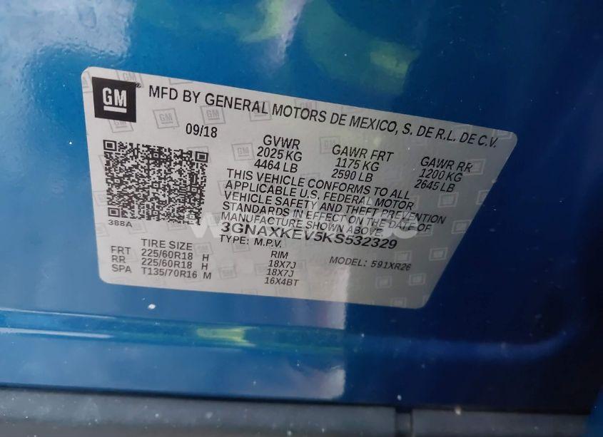 Photo 9 of 2019 Chevrolet Equinox LT (VIN 3GNAXKEV5KS532329)