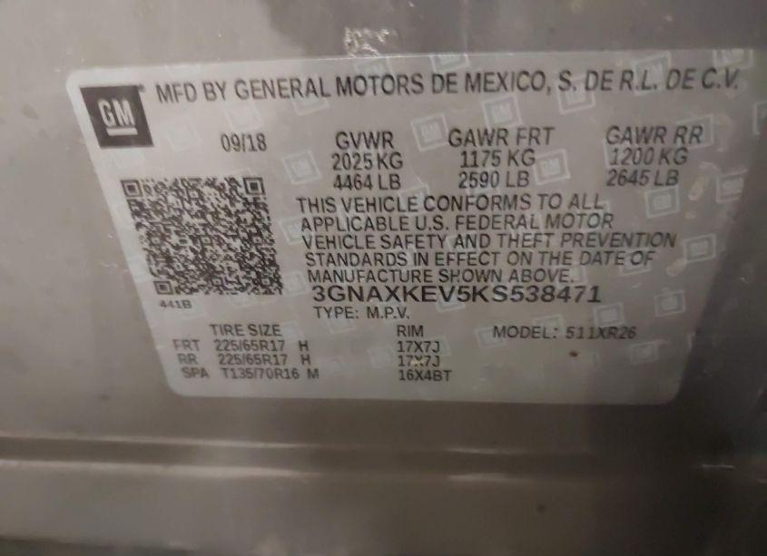 Photo 9 of 2019 Chevrolet Equinox LT (VIN 3GNAXKEV5KS538471)