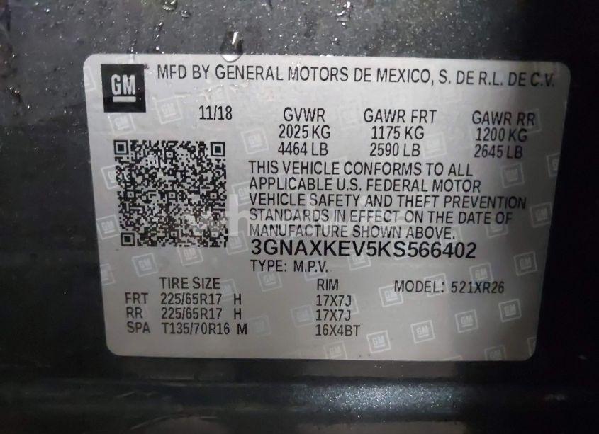 Photo 9 of 2019 Chevrolet Equinox LT (VIN 3GNAXKEV5KS566402)