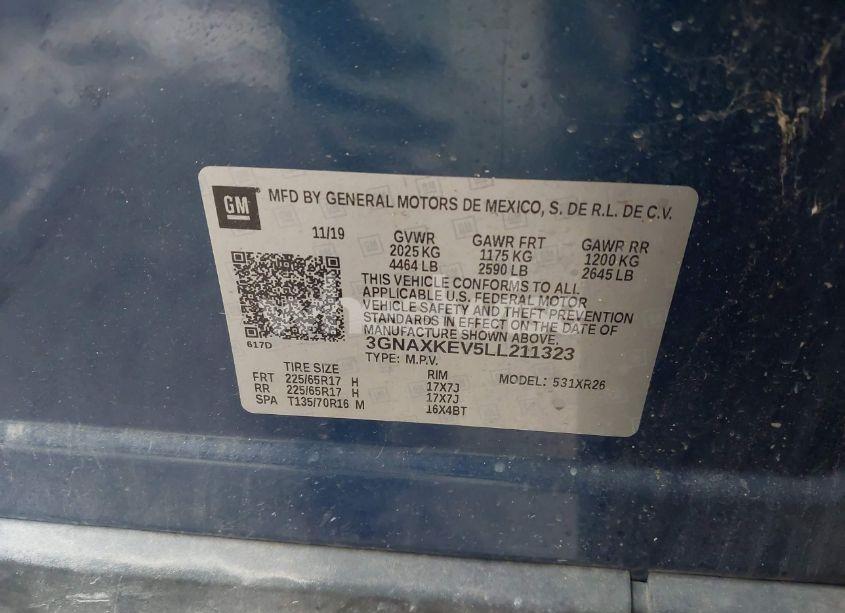 Photo 9 of 2020 Chevrolet Equinox FWD LT 1.5L TURBO (VIN 3GNAXKEV5LL211323)