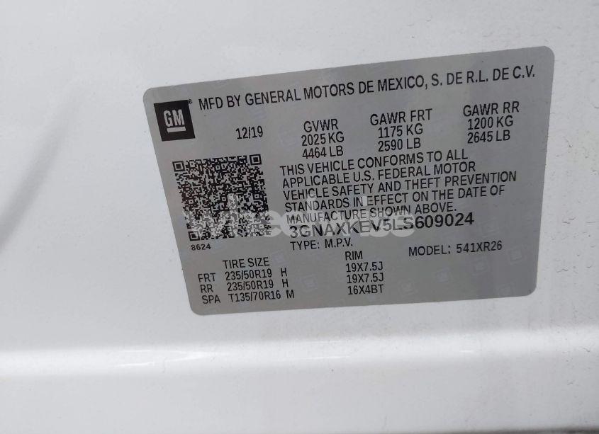 Photo 9 of 2020 Chevrolet Equinox FWD LT 1.5L TURBO (VIN 3GNAXKEV5LS609024)