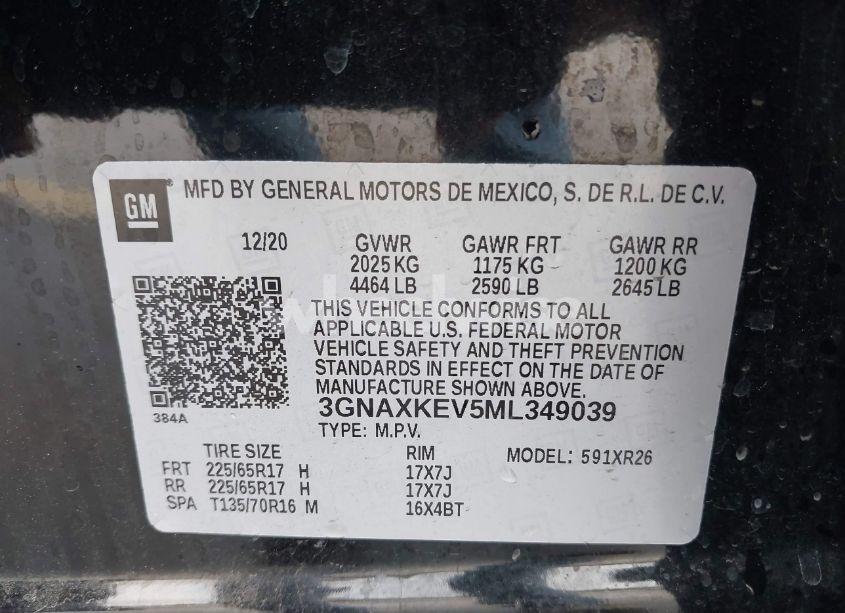 Photo 9 of 2021 Chevrolet Equinox FWD LT (VIN 3GNAXKEV5ML349039)