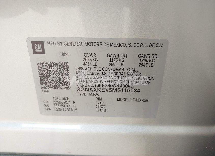 Photo 9 of 2021 Chevrolet Equinox FWD LT (VIN 3GNAXKEV5MS115084)