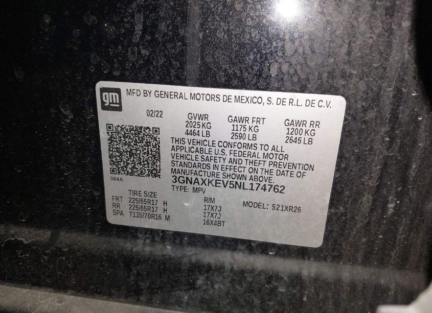 Photo 9 of 2022 Chevrolet Equinox FWD LT (VIN 3GNAXKEV5NL174762)