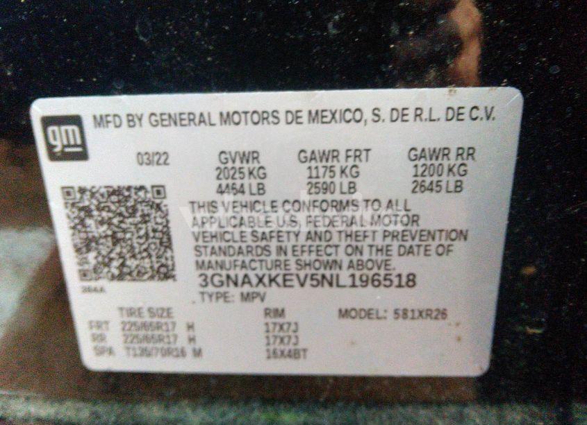 Photo 9 of 2022 Chevrolet Equinox FWD LT (VIN 3GNAXKEV5NL196518)