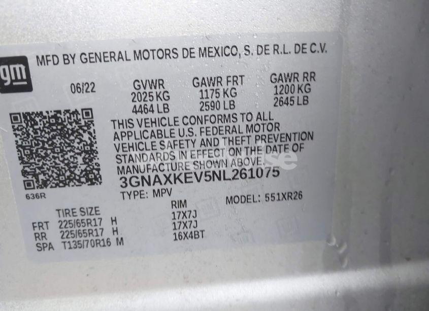 Photo 9 of 2022 Chevrolet Equinox FWD LT (VIN 3GNAXKEV5NL261075)
