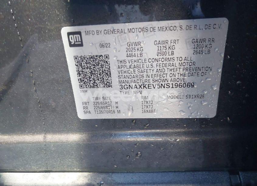 Photo 9 of 2022 Chevrolet Equinox FWD LT (VIN 3GNAXKEV5NS196069)