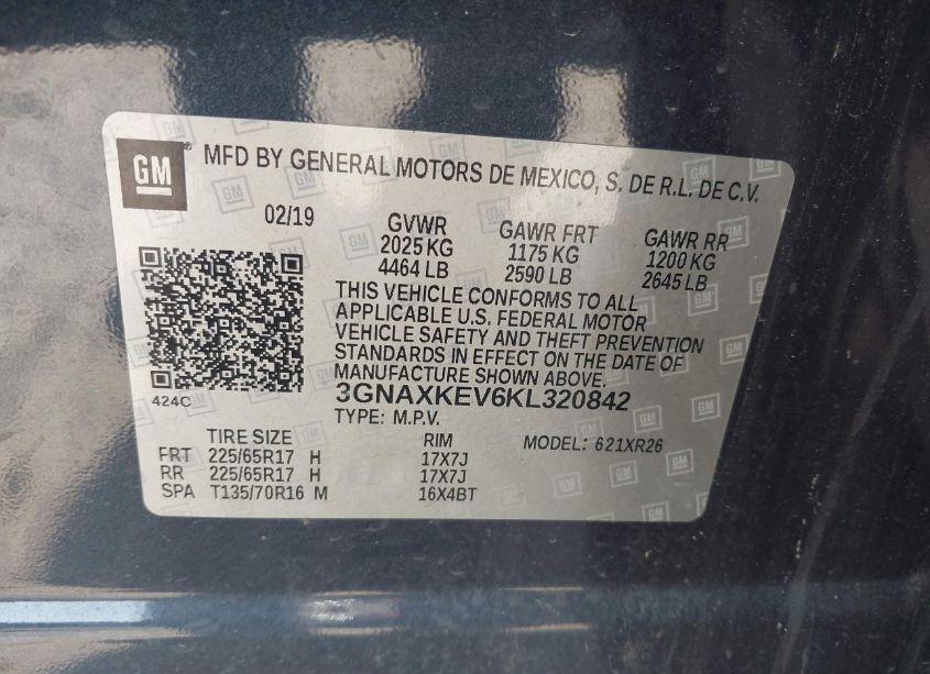 Photo 9 of 2019 Chevrolet Equinox LT (VIN 3GNAXKEV6KL320842)