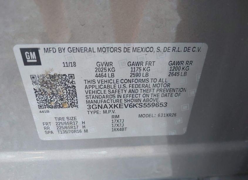 Photo 9 of 2019 Chevrolet Equinox LT (VIN 3GNAXKEV6KS559653)