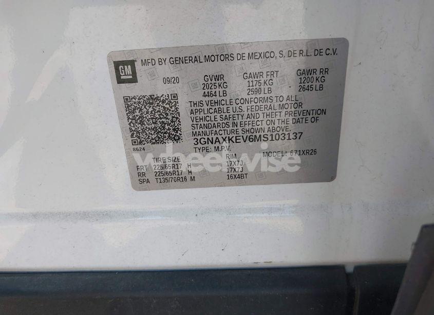 Photo 9 of 2021 Chevrolet Equinox FWD LT (VIN 3GNAXKEV6MS103137)