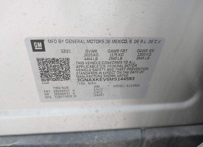 Photo 9 of 2021 Chevrolet Equinox FWD LT (VIN 3GNAXKEV6MS144593)