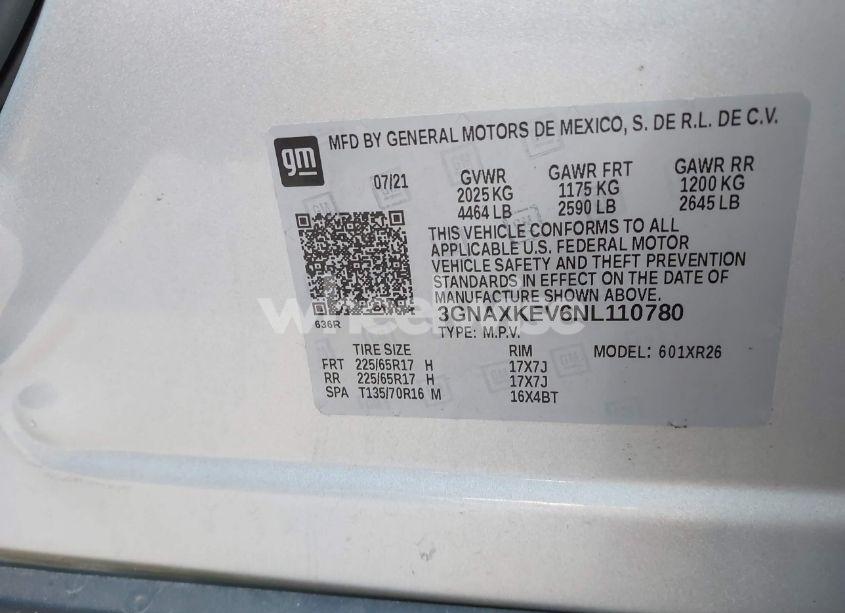 Photo 9 of 2022 Chevrolet Equinox FWD LT (VIN 3GNAXKEV6NL110780)