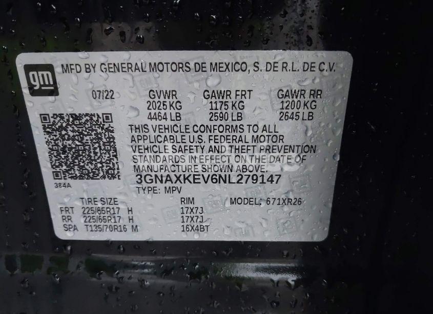 Photo 9 of 2022 Chevrolet Equinox FWD LT (VIN 3GNAXKEV6NL279147)