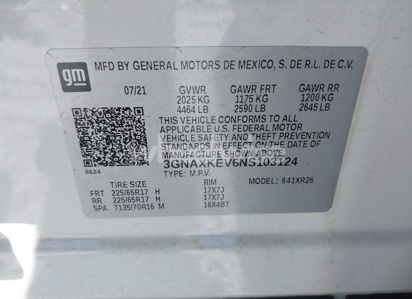 Photo 9 of 2022 Chevrolet Equinox FWD LT (VIN 3GNAXKEV6NS103124)