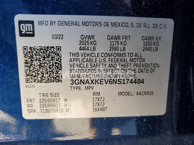 Photo 5 of 2022 CHEVROLET EQUINOX LT (VIN 3GNAXKEV6NS174484)