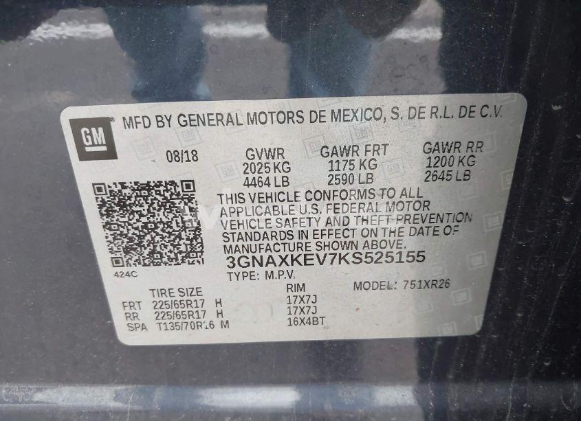 Photo 9 of 2019 Chevrolet Equinox LT (VIN 3GNAXKEV7KS525155)