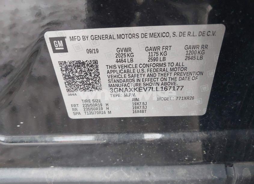 Photo 9 of 2020 Chevrolet Equinox FWD LT 1.5L TURBO (VIN 3GNAXKEV7LL167177)