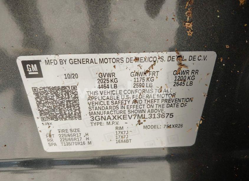 Photo 9 of 2021 Chevrolet Equinox FWD LT (VIN 3GNAXKEV7ML313675)