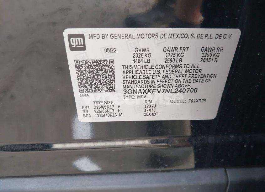 Photo 9 of 2022 Chevrolet Equinox FWD LT (VIN 3GNAXKEV7NL240700)