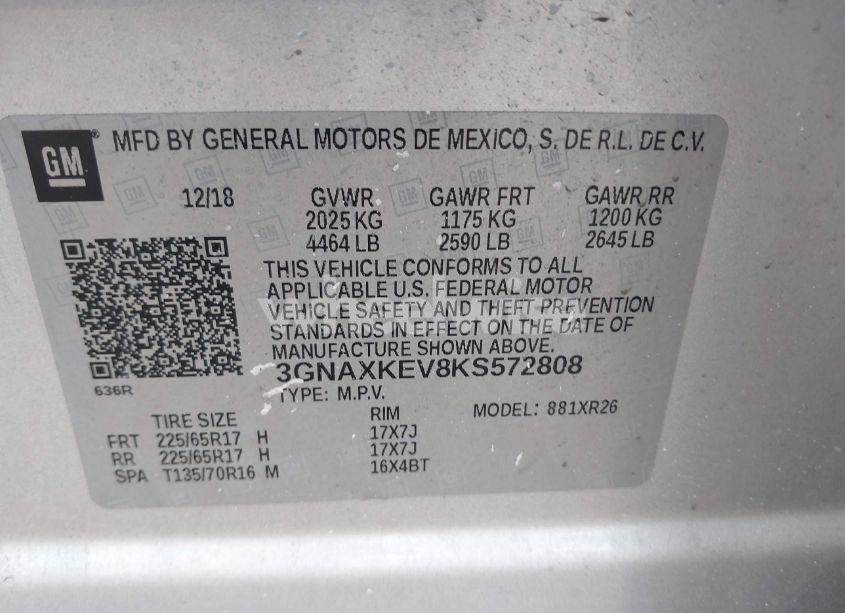 Photo 9 of 2019 Chevrolet Equinox LT (VIN 3GNAXKEV8KS572808)