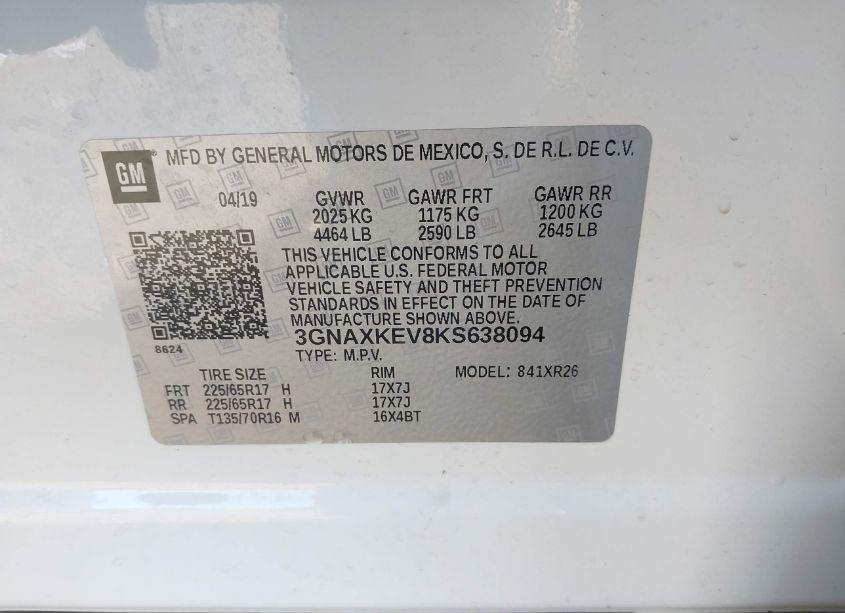 Photo 9 of 2019 Chevrolet Equinox LT (VIN 3GNAXKEV8KS638094)