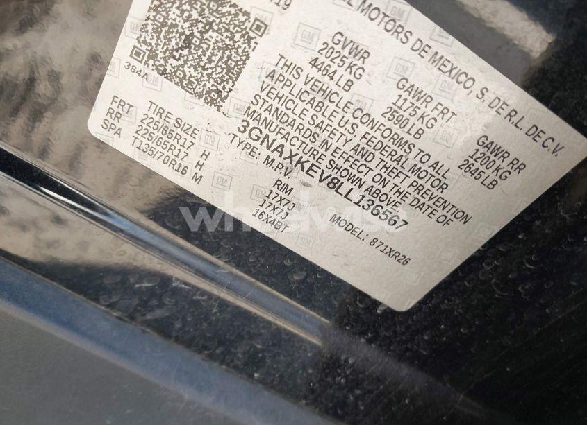 Photo 9 of 2020 Chevrolet Equinox FWD LT 1.5L TURBO (VIN 3GNAXKEV8LL136567)