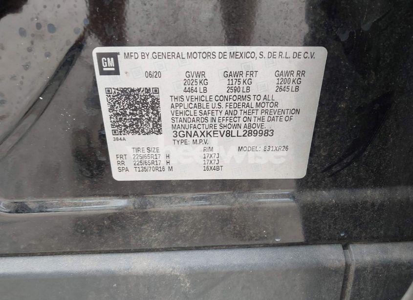 Photo 9 of 2020 Chevrolet Equinox FWD LT 1.5L TURBO (VIN 3GNAXKEV8LL289983)