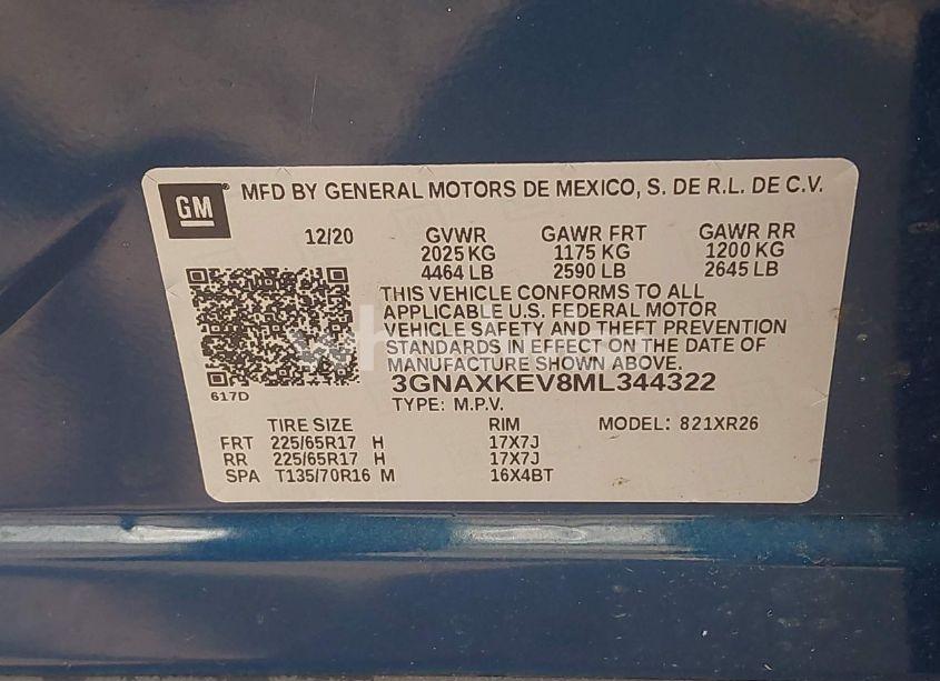 Photo 9 of 2021 Chevrolet Equinox FWD LT (VIN 3GNAXKEV8ML344322)