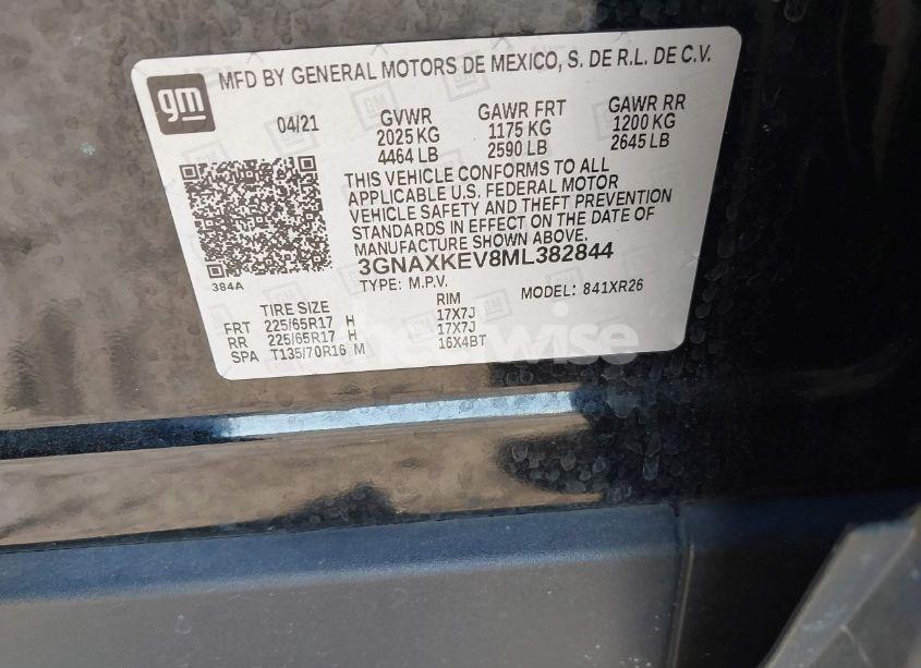 Photo 9 of 2021 Chevrolet Equinox FWD LT (VIN 3GNAXKEV8ML382844)