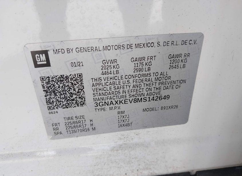 Photo 9 of 2021 Chevrolet Equinox FWD LT (VIN 3GNAXKEV8MS142649)