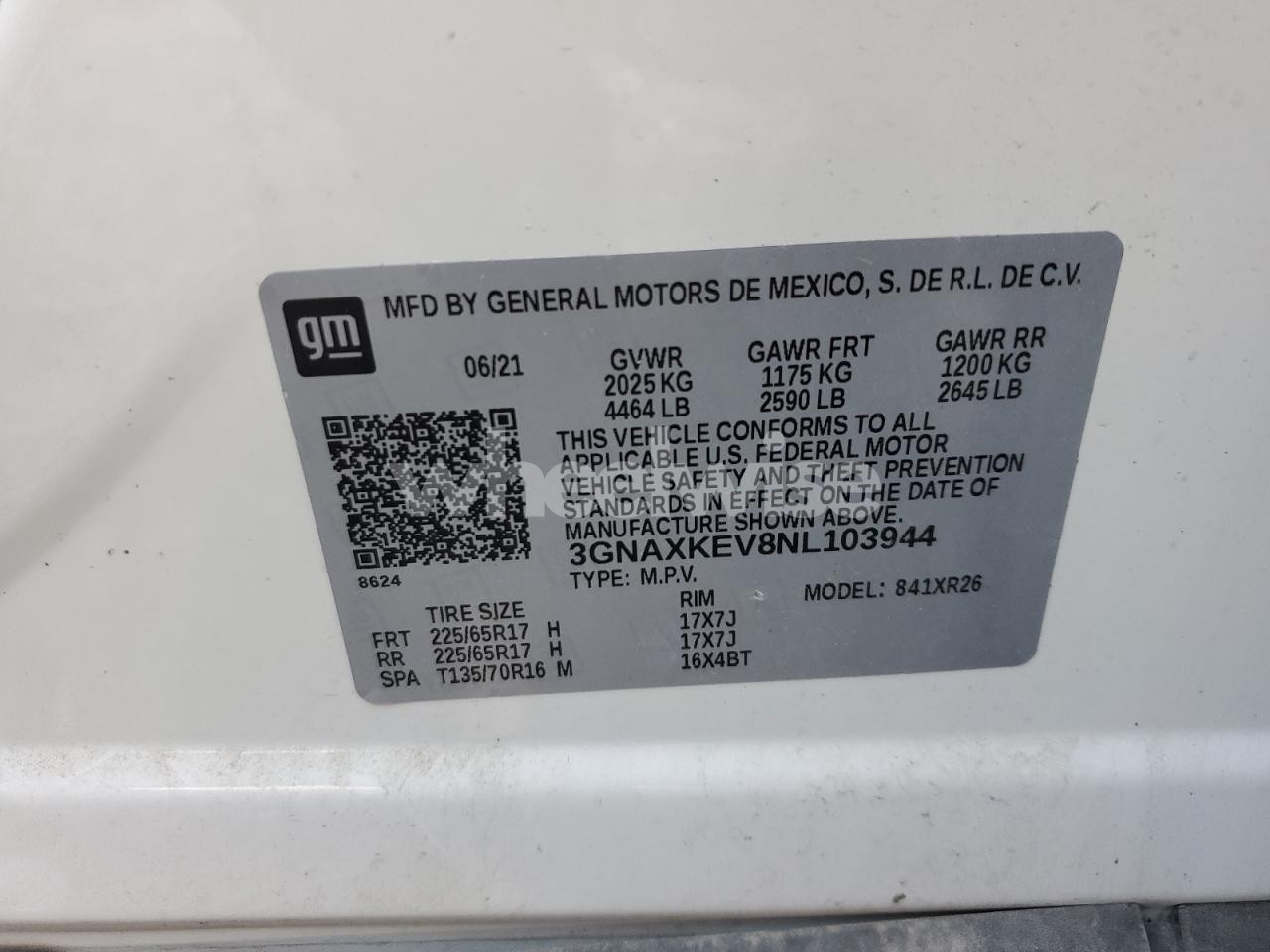 Photo 13 of 2022 CHEVROLET EQUINOX LT (VIN 3GNAXKEV8NL103944)