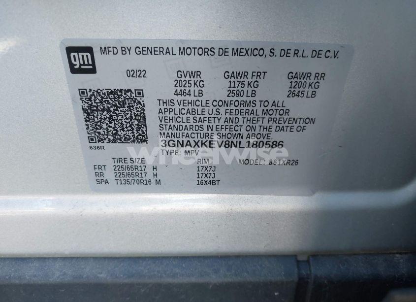 Photo 9 of 2022 Chevrolet Equinox FWD LT (VIN 3GNAXKEV8NL180586)