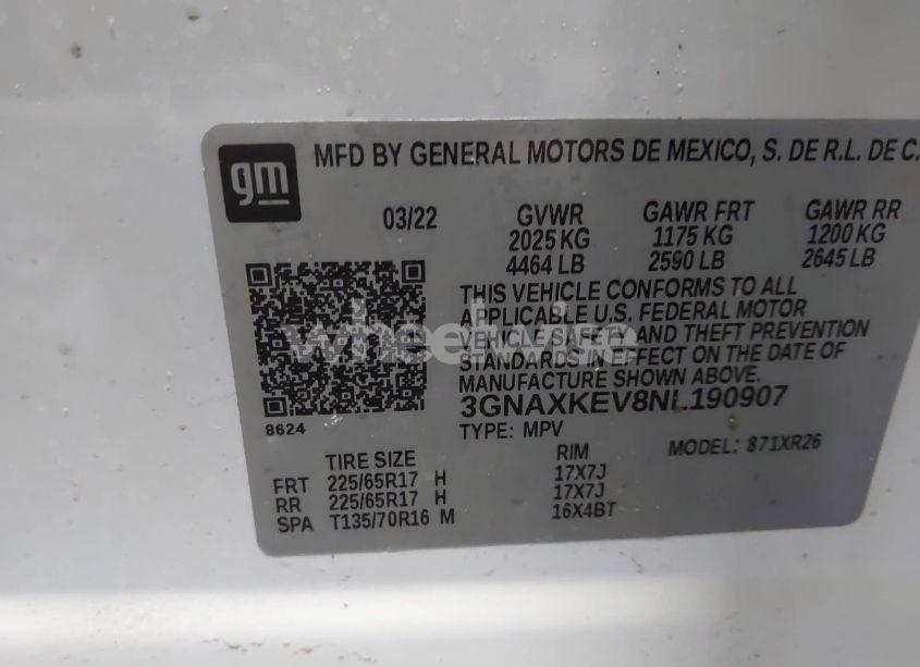 Photo 9 of 2022 Chevrolet Equinox FWD LT (VIN 3GNAXKEV8NL190907)