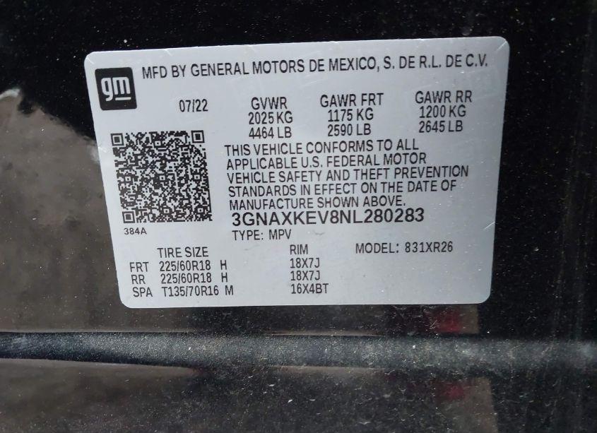 Photo 9 of 2022 Chevrolet Equinox FWD LT (VIN 3GNAXKEV8NL280283)