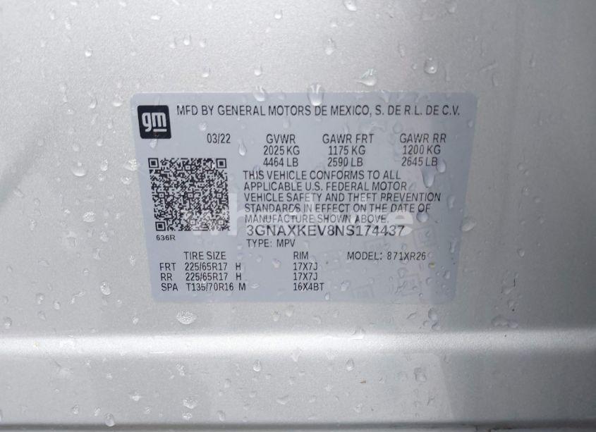 Photo 9 of 2022 Chevrolet Equinox FWD LT (VIN 3GNAXKEV8NS174437)