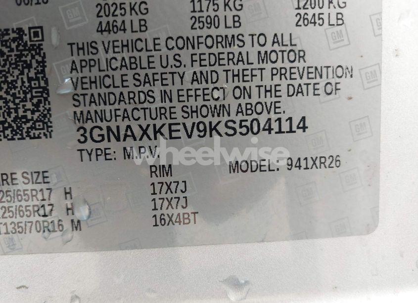 Photo 9 of 2019 Chevrolet Equinox LT (VIN 3GNAXKEV9KS504114)