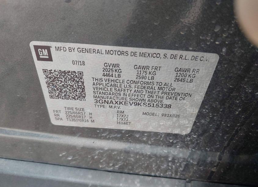 Photo 9 of 2019 Chevrolet Equinox LT (VIN 3GNAXKEV9KS515338)