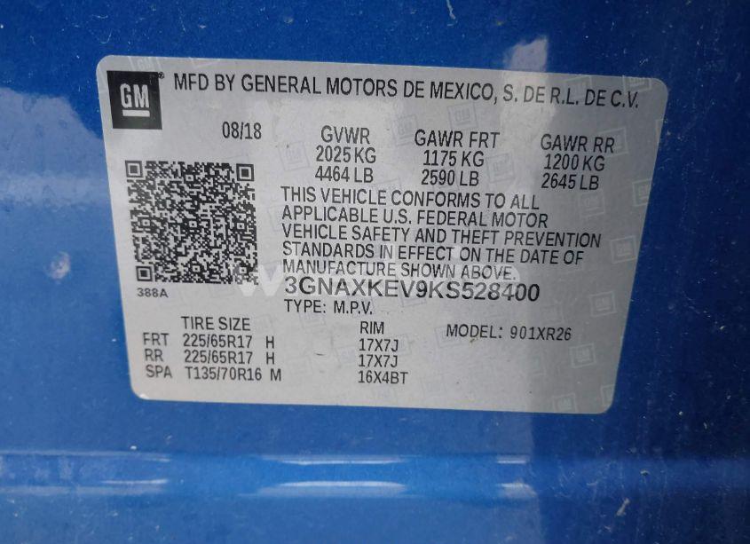 Photo 9 of 2019 Chevrolet Equinox LT (VIN 3GNAXKEV9KS528400)