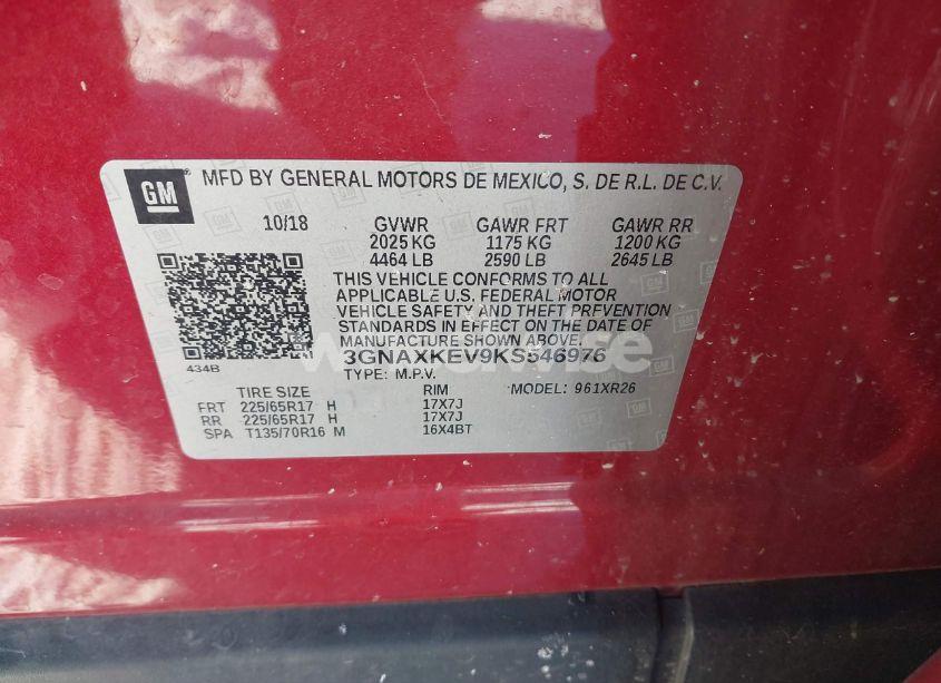 Photo 9 of 2019 Chevrolet Equinox LT (VIN 3GNAXKEV9KS546976)