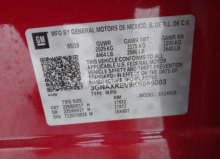 Photo 9 of 2019 Chevrolet Equinox LT (VIN 3GNAXKEV9KS655003)