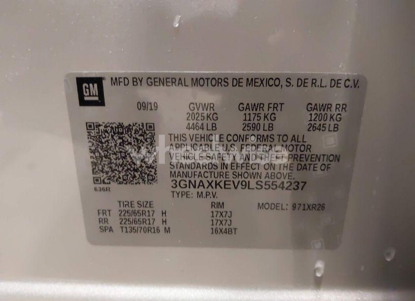 Photo 9 of 2020 Chevrolet Equinox FWD LT 1.5L TURBO (VIN 3GNAXKEV9LS554237)